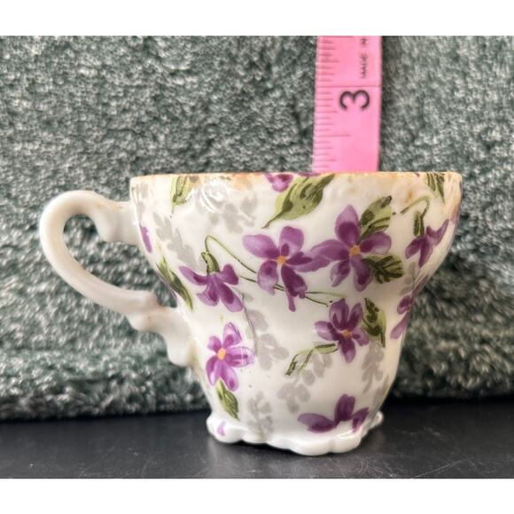 Vintage Mini Inarco Saucer & Demitasse Cup Flowers Purple - Picture 4 of 9